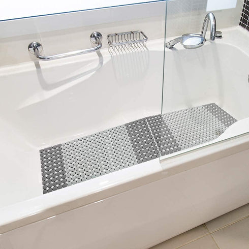 33.4 15.7 Inch BEMISO Non Slip Massage Bathtub Mat,Shower Mat Non Slip x Large Size with Suction Cups and Drain Holes