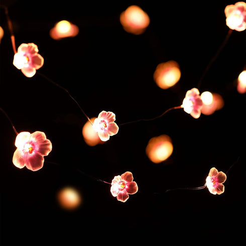 6.6 20 Mudder ft LEDs Flower String Lights Fairy Cherry Blossom String Lights Wire Battery Powered for Valentine