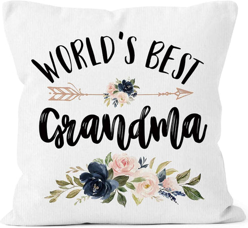 MONALET World's Best Grandma Gifts Throw Pillow Cover 18x18, Birthday Pillow Case for