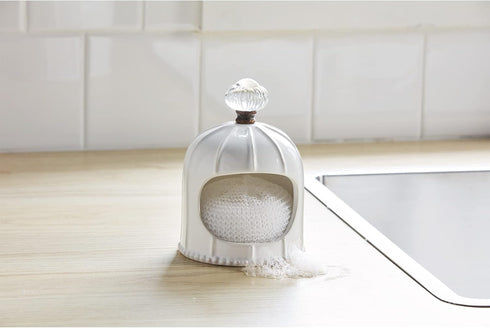 6 1/2" 4 1/2", Mud Pie Sponge Caddy, Ceramic Door Knob, x White