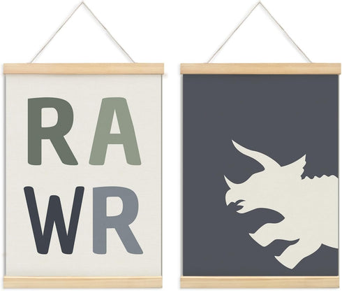 ULEGIE Playroom Decor Dinosaur Poster Hanger Frame Set of 2, Dinosaur Wall Decor,