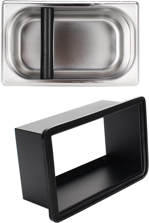 Stainless Steel Espresso Knock Box, Coffee Pucks Container with Steel Holder and Noise Reduction Rubber Ring