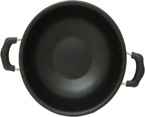 Non-Stick Kadai with Stainless Steel Lid, Aluminium Non-Stick Cookware, Deep Fry Kadai with Scrubber & Paddle