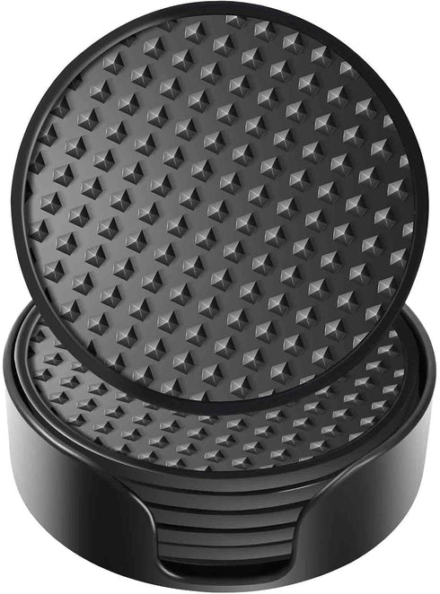 Silicone Coasters 6 Pack with Holder, Drink Coasters Set for Hot &