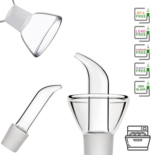 HAIZEEN 17oz/500ml Clear Glass Olive Oil Dispenser Bottle - Non Drip Cruet with Pourers, Kitchen Carafe for BBQ