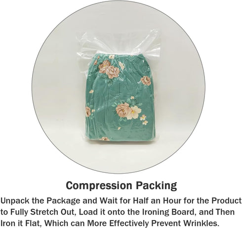 Ironing Board Cover and Pad Standard Size 15" x 54", Cotton with Scorch Resistant Thick Padding, Green+Flowers, 3 Pairs