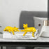 Set 2 Mrlikale Bookshelf Decor Cat Statue, Modern Geometric Cat Figurines for Living Room Office Shelves Coffee Table