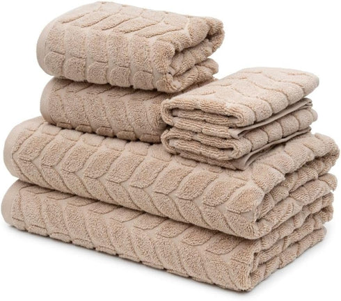 Set 35x70) BAGNO MILANO Turkish Cotton Bath Towels, Hand Towels - Soft Plush Jacquard Collection Luxury Towels (Latte