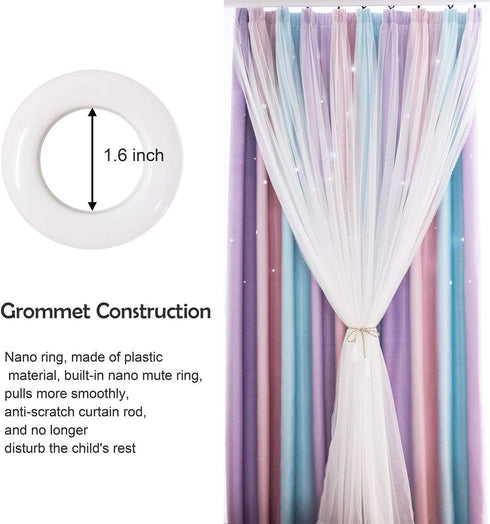 UNISTAR 2 Curtain,W52 L84 Inches Panels Blackout Stars Curtains for Kids Girls Bedroom Aesthetic Living Room Decor