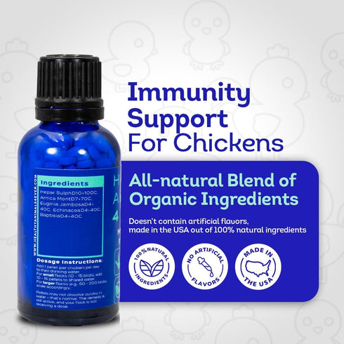 HA4E Immune 350 - Chicken Support for Mareks Disease - Natural Support & Strengthening - Highly Effective Homeopathic