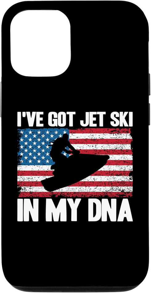 iPhone 15 Jet Ski I've Got Jet Ski In My DNA Case with American Flag Design