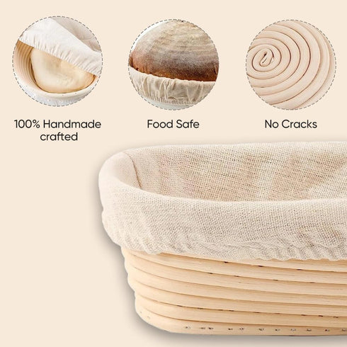 Sourdough Bread Proofing Baskets Set of 2, Round & Oval Banneton Bowl with Liners for Baking