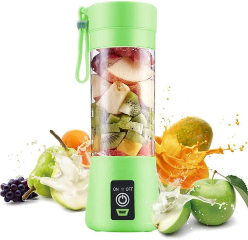 Portable Personal Mixer, USB Rechargeable Mini Blender for Smoothies, Fruit Juice, Milk Shakes, 380ml, Green
