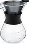 Manual Hand Drip Coffee Maker, Glass Pot with Stainless Steel Filter, Chemex Kaffeekaraffe 400 Drip Coffee