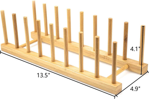 Lawei 4 Pack Bamboo Dish Drying Rack, Plate Rack Stand for Kitchen Cabinet Organizer