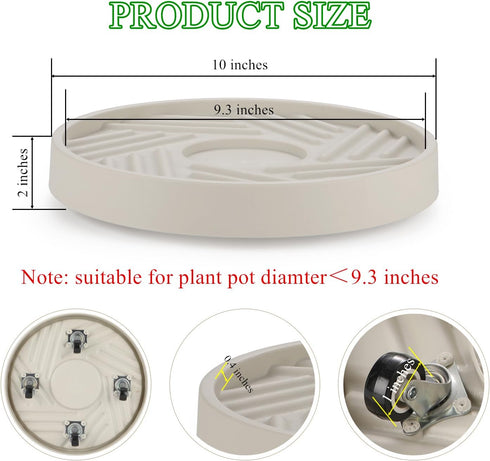 2 Pack Wheels,10" 165 LBS 360 Plant Caddy with Rolling Plant Stand Heavy Duty with Hidden Rotating Silent Wheel Wheels