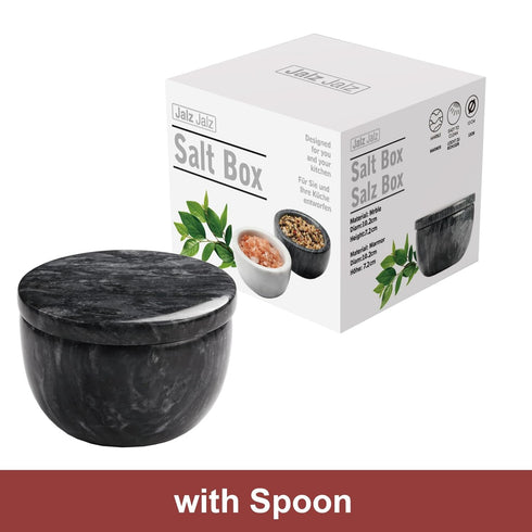jalz jalz Marble Salt Box Spice keeper Black Big Salt Cellar Natural Material Salt Container Spice Cellar Large