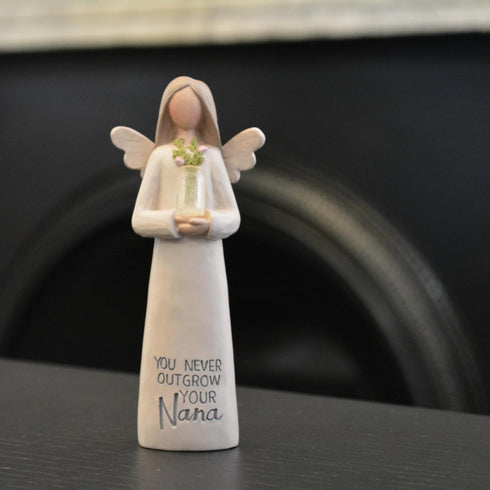 CWI Gifts Angel Figurine, You Never Outgrow Your Nana Guardian Angel Sentimental, 2 x 5 Inch, Pink