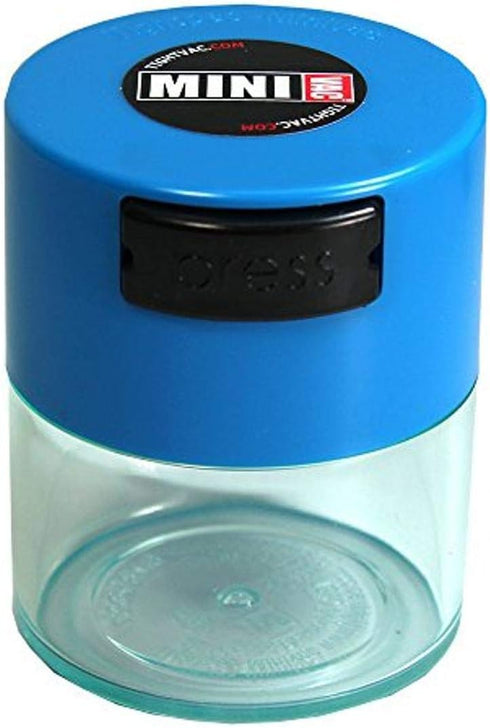 Minivac Airtight Multi-Use Vacuum Seal Container - 10g to 30 grams, Light Blue Clear