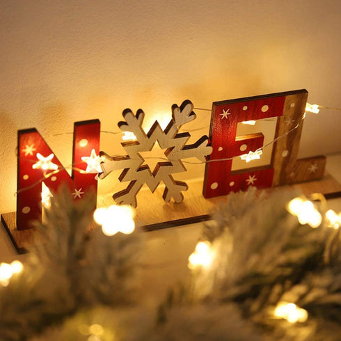 SUPVOX 2pcs Christmas Wooden Tabletop Decorations, Xmas Holiday Noel Sign Ornaments