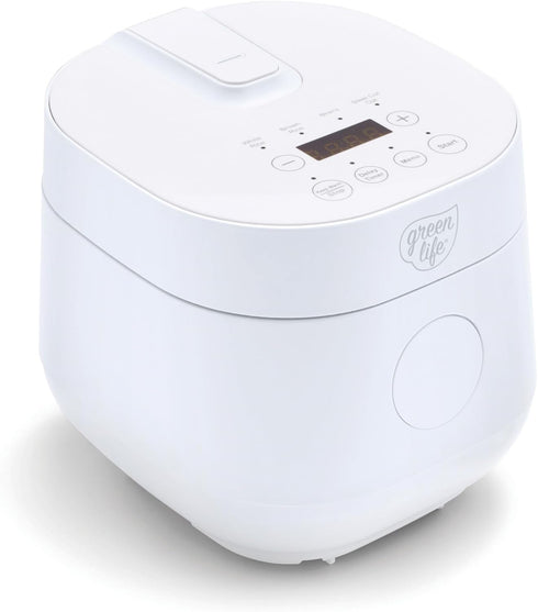 GreenLife PFAS-Free 4-Cup Rice Cooker, Healthy Ceramic Nonstick, Easy to Use Automatic Presets, White