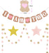 Birthday Decoration Set - Baby Party Crown, 2 st Birthday Party Hat, Princess Tiara, Cake Topper, Star Banner, Pink