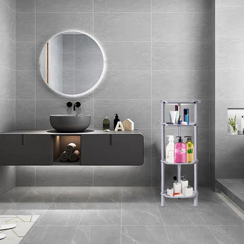 4 13.5 10 33.5 Inches,Grey(Round 4 Tier Shower Caddy Corner,Plastic Shower Shelf Organizer for Inside Bathroom