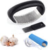 Garlic Press Rocker - Stainless Steel Garlic Crusher with Silicone Peeler and Mini Brush Tools (Black)