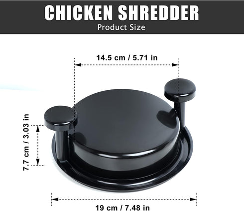 Chicken Shredder Tool Twist, Non-Skid Base Meat Shredder with Handles for Beef, Pork, and Chicken (Black)