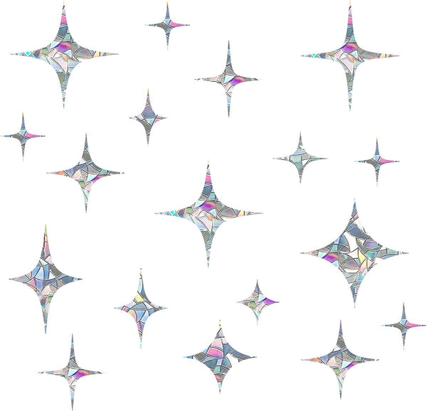 Cross Star Window Stickers for Bird Strikes, Anti Collision Rainbow Decals, 36 Pieces Glass Awareness for Windows