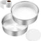 6 Inch Cake Pan Set of 2, E-Far Stainless Steel Round Layer Baking Pans with Parchment Rounds, Non-Toxic & Dishwasher