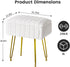 FUXA 4 Vanity Stool Chair with Storage, White Faux Fur Makeup Chair with Metal Legs and Anti-Slip Feet, Soft Padded