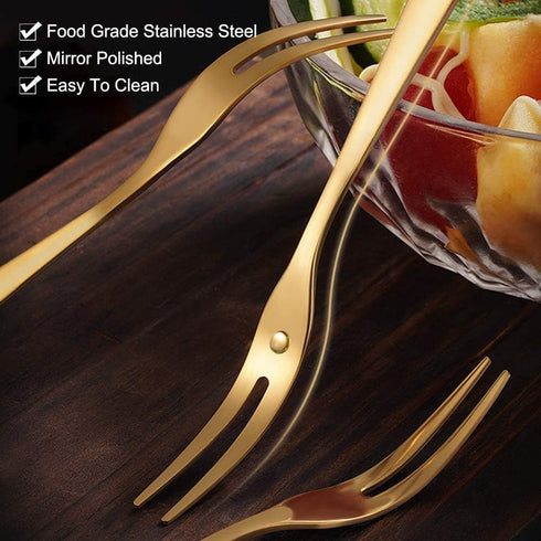 Comicfs 20-Piece Stainless Steel Forks: 5.3 Inches Seafood Crab Forks, Escargot Forks for Party Travel (Gold)