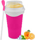 Slushie Maker Cup, DIY Magic Squeeze Cup for Juices, Milk, Ice Cream, Double Layers Silica Cup with Lid & Straw