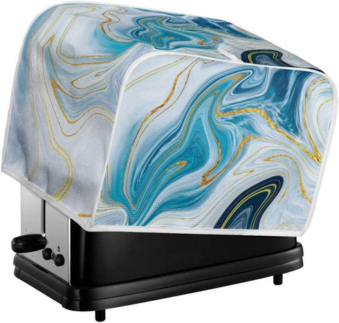 Turquoise Marble Toaster Cover, 2-4 Slice Dust Protection & Waterproof, Universal Size for Microwave Toaster Oven