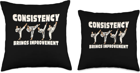Consistency Brings Improvement Martial Arts Throw Pillow