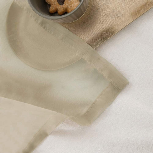 MIULEE 2 Panels Farmhouse Solid Color Beige Sheer Curtains, Elegant Grommet Window Drapes for Bedroom Living Room