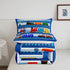 Set 2Pcs,City Sets Insert,1 Cartoon Train Comforter Kids Train Bedding Twin Size ,Colorful Vehicles Car Boys Bed in a