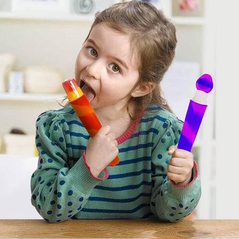 6pcs Froze Popsicles Molds,Reusable Baby Silicone Popsicle Molds Multi Colors Ice Cream Mold Tray Ice with Lids for DIY