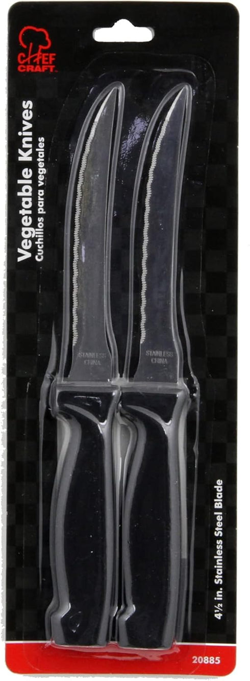 Chef Craft Select Vegetable Knife - 4.5 inch blade, 8.5 inches length, 2 piece set, Stainless Steel/Black