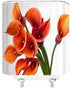 Orange Flower Shower Curtain - Burnt Orange Calla Lily Floral Beautiful Romantic Love Spring Decorative Polyester