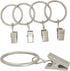 40 Pack Curtain Rings with Clips, Drapery Clips with Rings, Matte Silver, Fits up to 1 in Curtain Rod, 1.26 in Diameter