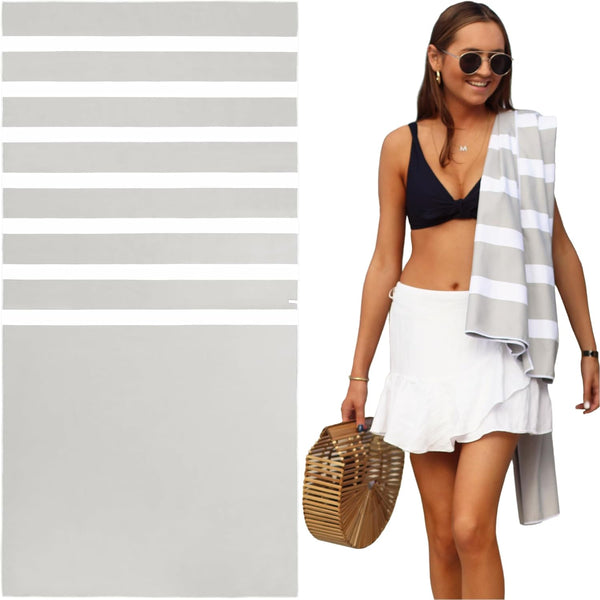 Large Microfiber Beach Towel - SummerSand, Quick Dry, Sand Free, Compact, Lightweight, Recycled Materials, Travel Bag