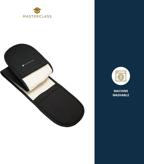 MasterClass Double Oven Gloves, Heavy Duty Cotton, Black, One Size Fits All