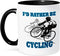 3dRose "I'd Rather Be Cycling" Funny Quotes Ceramic Mug, Black, 11 oz