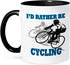 3dRose "I'd Rather Be Cycling" Funny Quotes Ceramic Mug, Black, 11 oz
