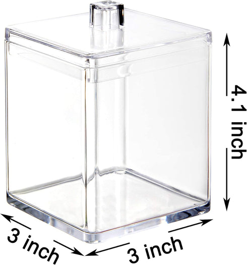 Youngever 2 Pack 15 Ounce Clear Plastic Apothecary Jars, Square Shape for Storage