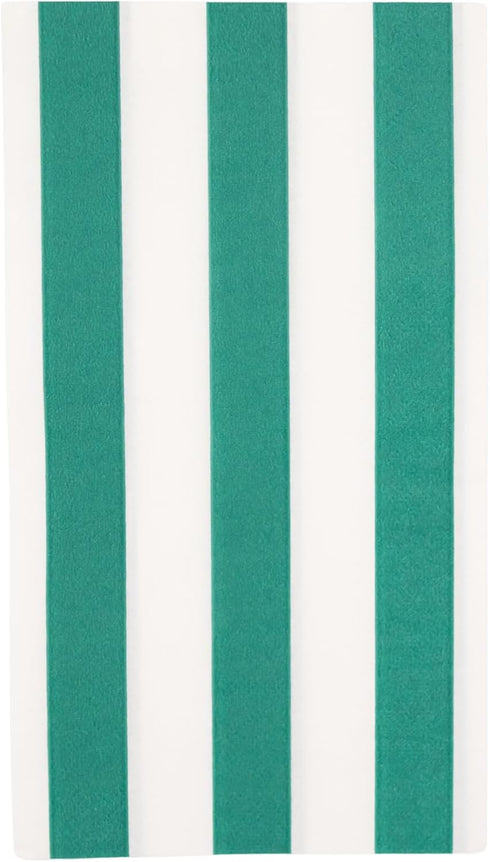 Bonjour Fete Green Cabana Stripe Paper Guest Towels | Disposable, 3-Ply Napkins