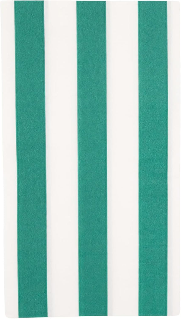 Bonjour Fete Green Cabana Stripe Paper Guest Towels | Disposable, 3-Ply Napkins