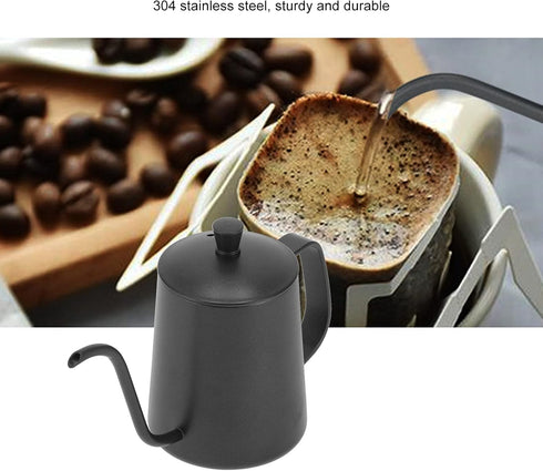 350ml Gooseneck Coffee Kettle - 304 Stainless Steel Tea Kettle for Stovetop, Long Spout, Black